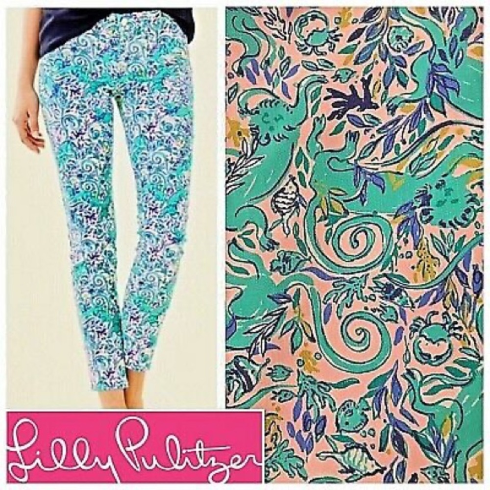 NWT Lilly Pulitzer South Ocean Skinny Monkey Sea 0
